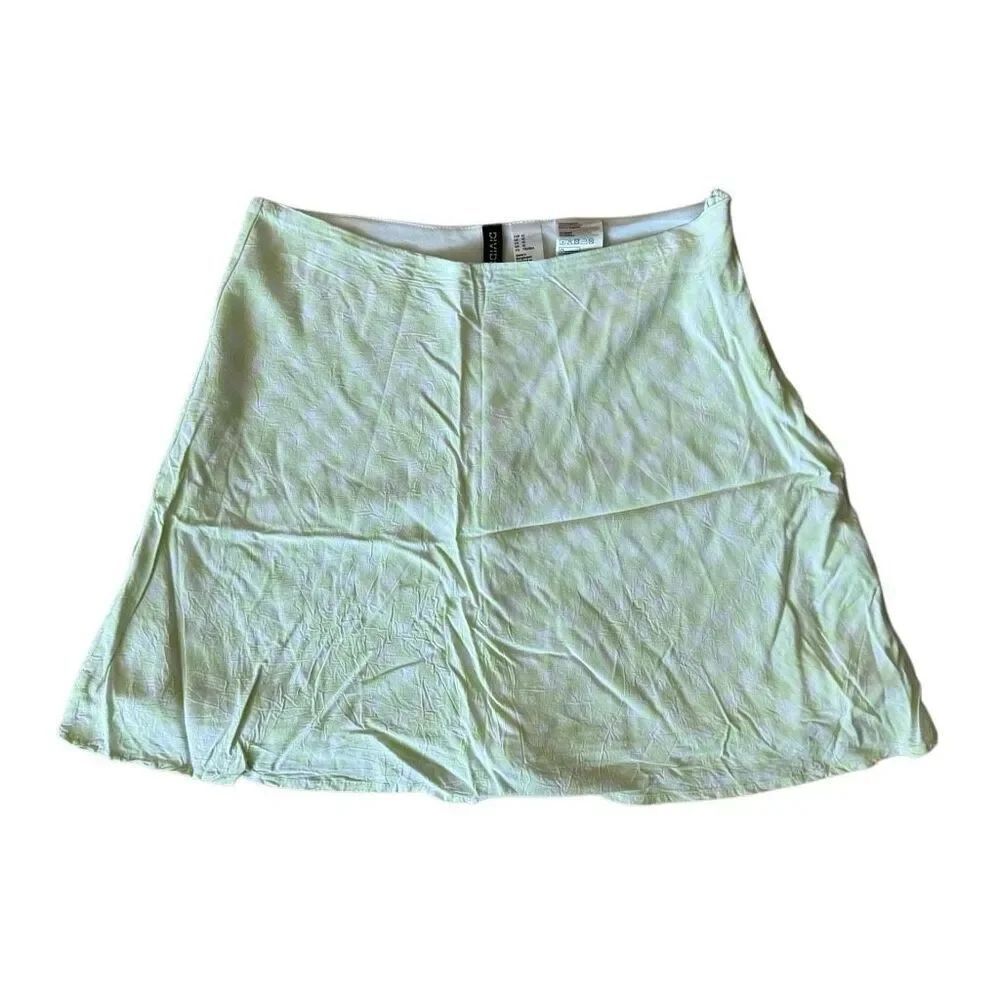 H&M Divided Mint White Gingham Mini Skirt 10